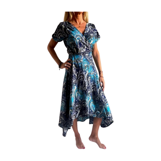 Vestido indio estampado de seda