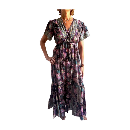 Vestido indio estampado de seda