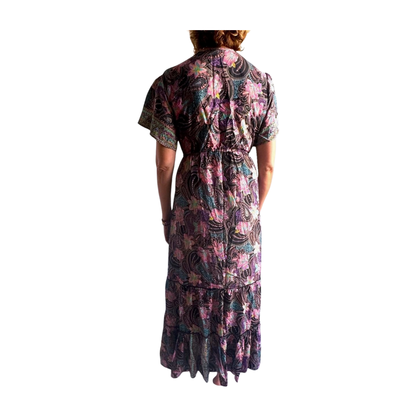 Vestido indio estampado de seda