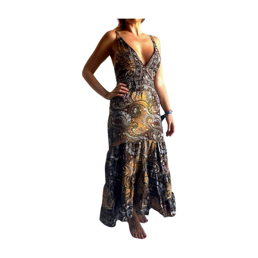 Vestido indio estampado de seda