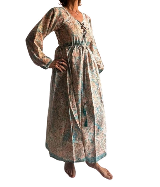 Vestido indio estampado de seda