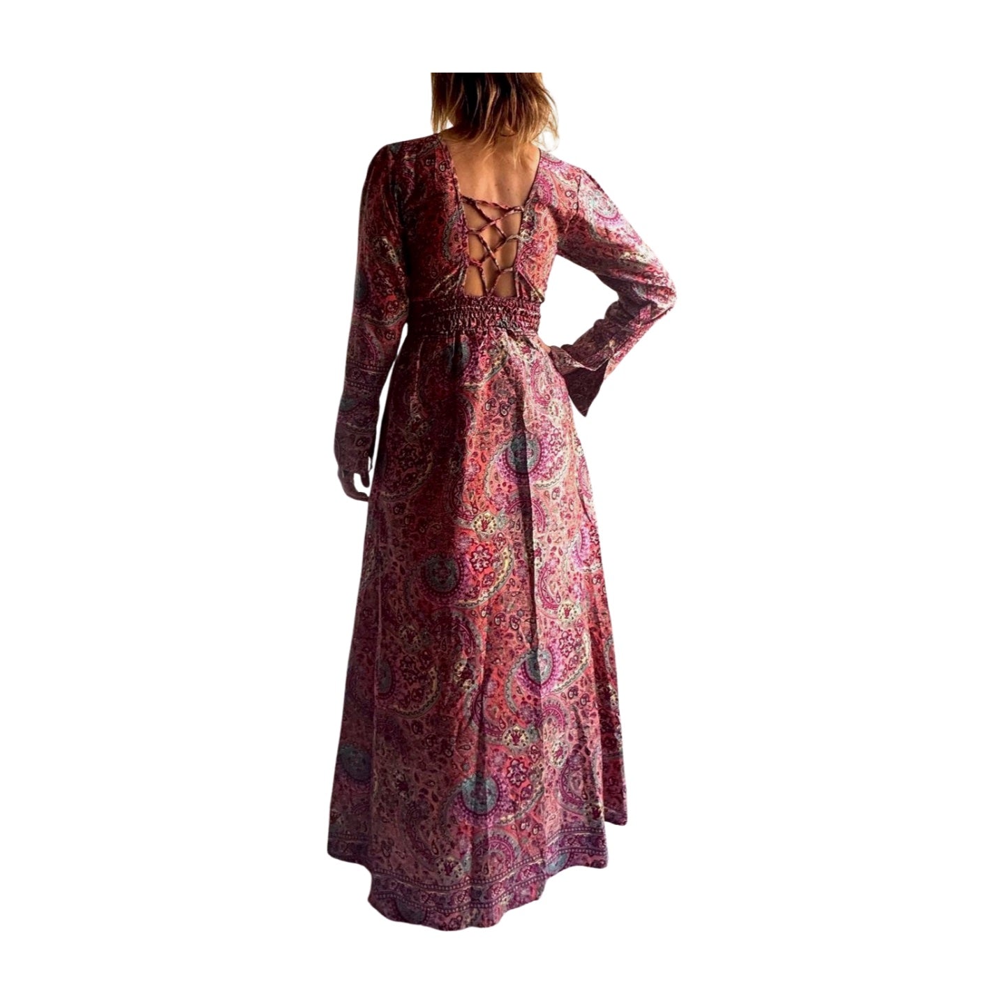 Vestido indio estampado de seda