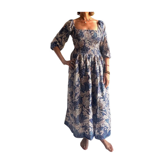 Vestido indio estampado de seda