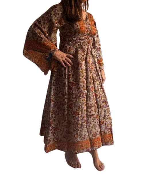 Vestido indio estampado de seda