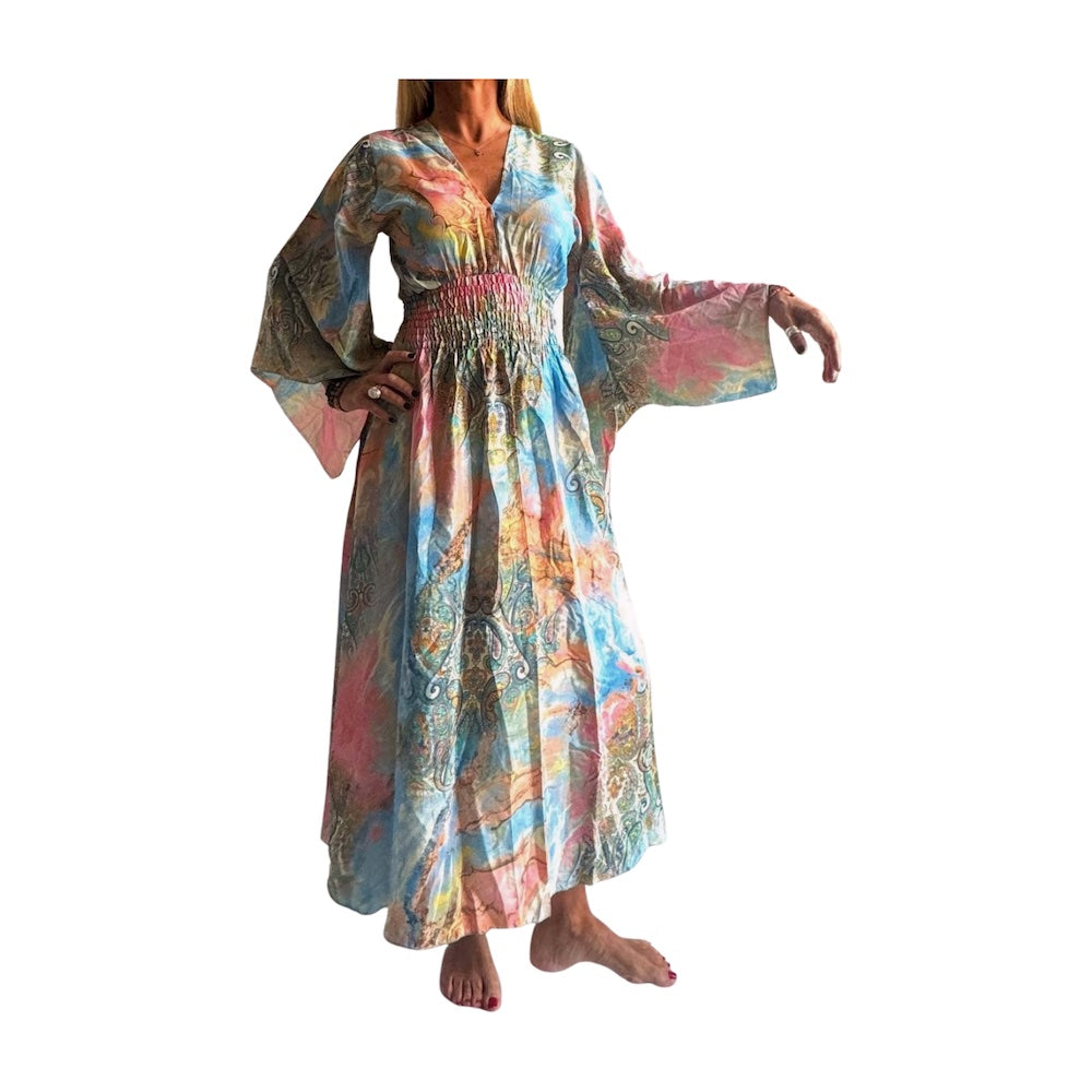 Vestido indio estampado de seda