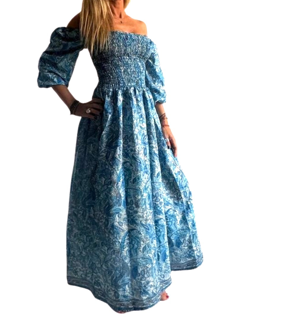 Vestido indio estampado de seda