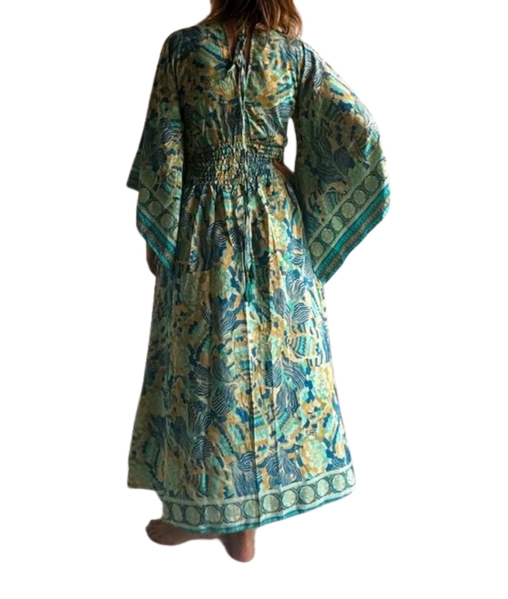 Vestido indio estampado de seda