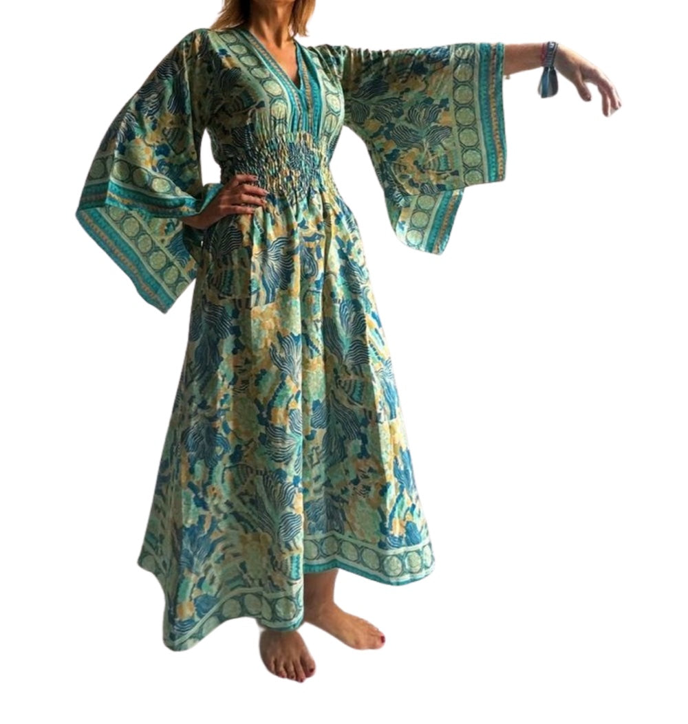 Vestido indio estampado de seda