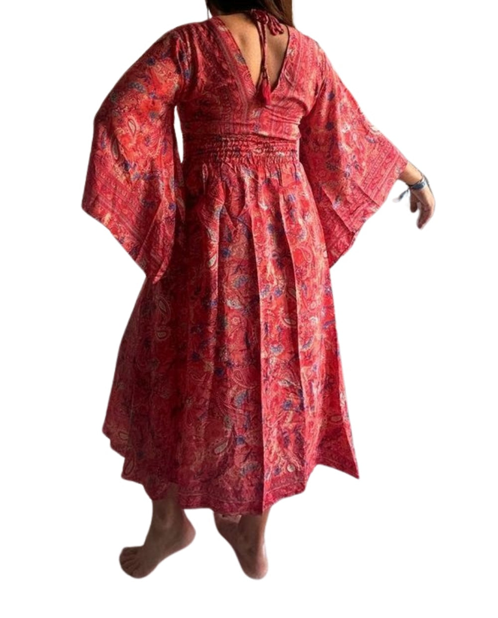 Vestido indio estampado de seda