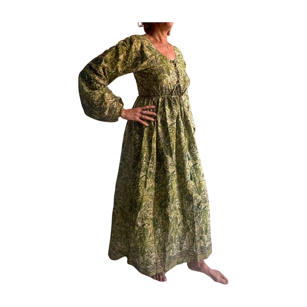 Vestido indio estampado de seda