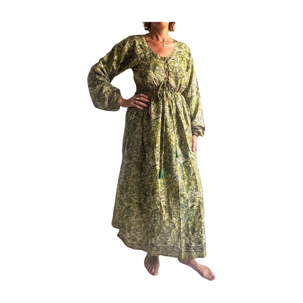 Vestido indio estampado de seda