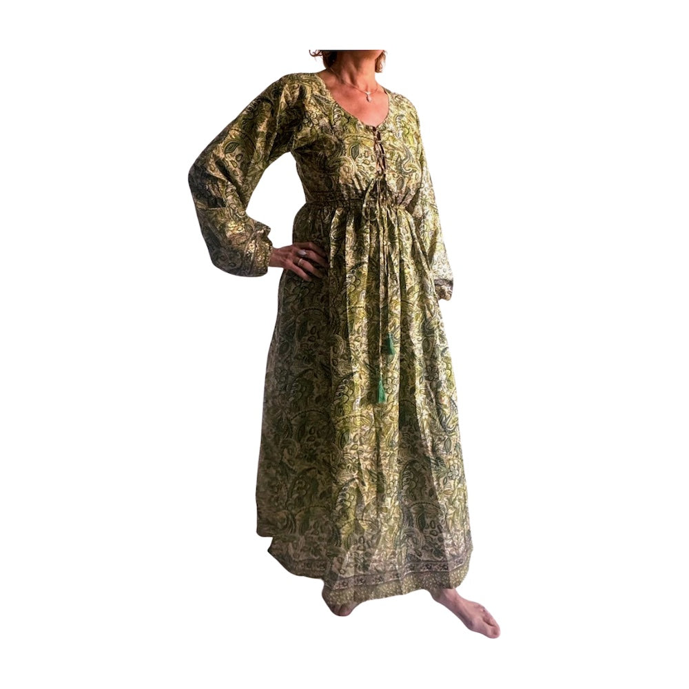 Vestido indio estampado de seda