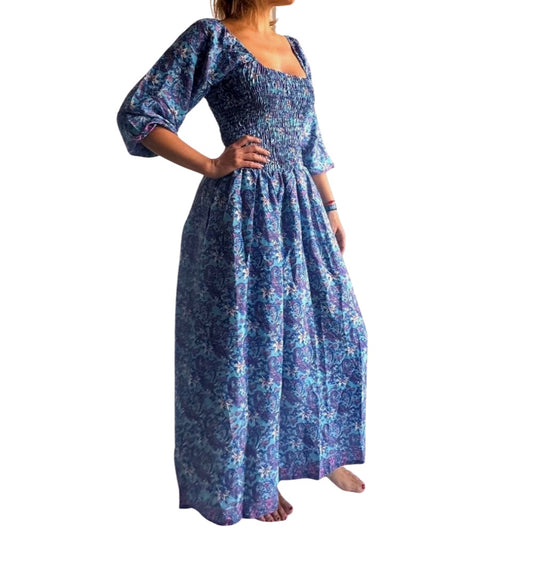 Vestido indio estampado de seda