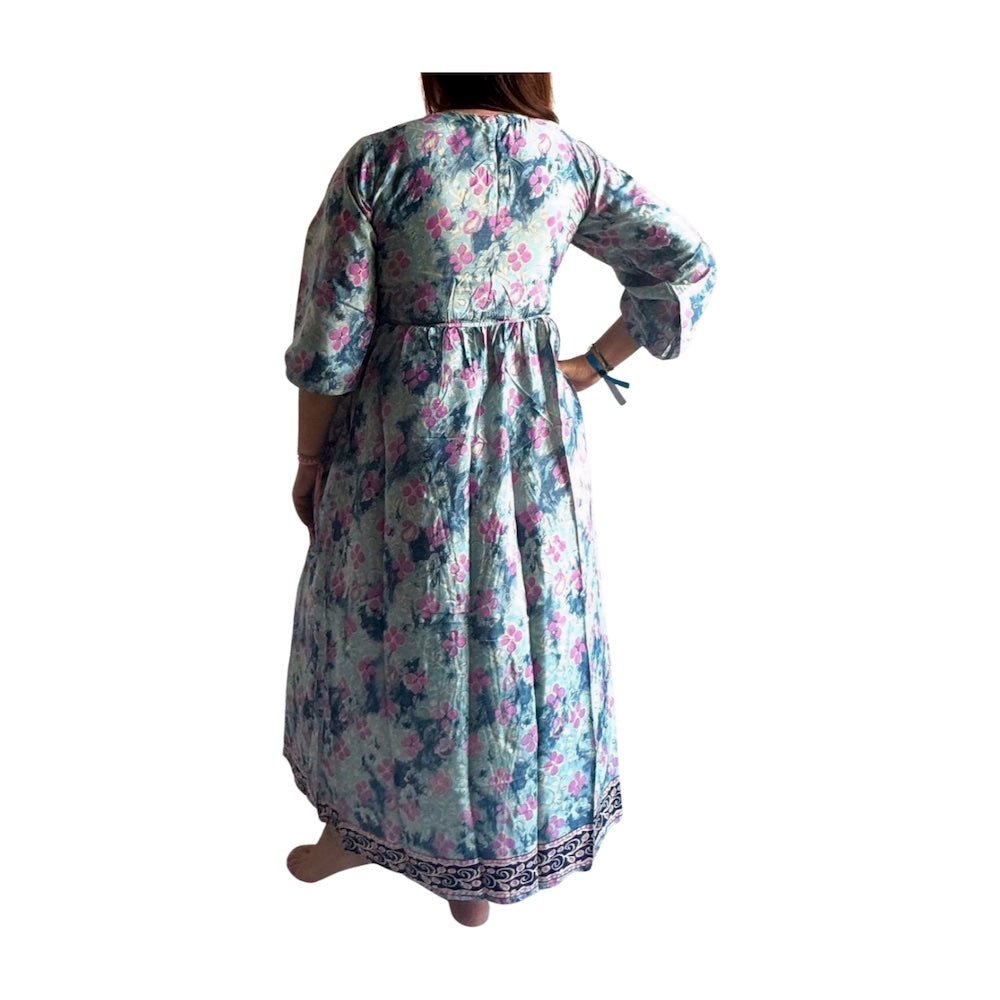 Vestido indio estampado de seda