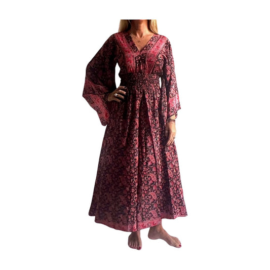 Vestido indio estampado de seda