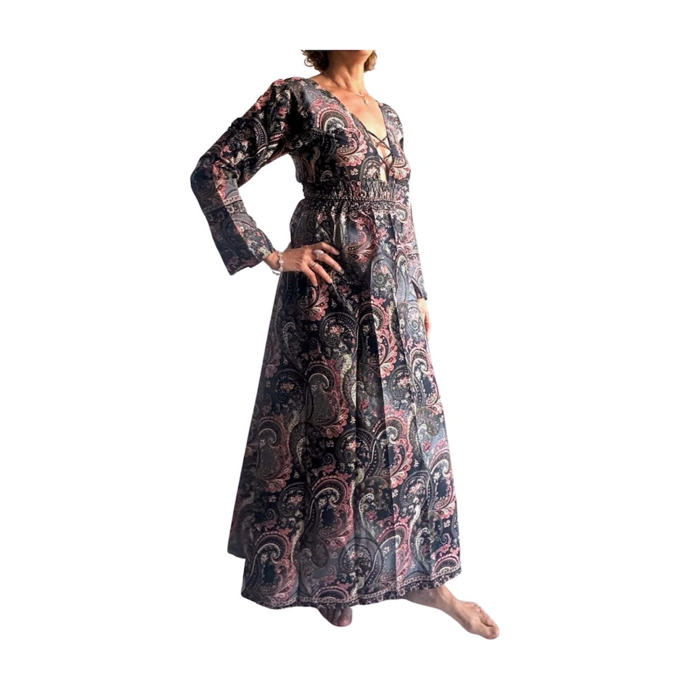 Vestido indio estampado de seda