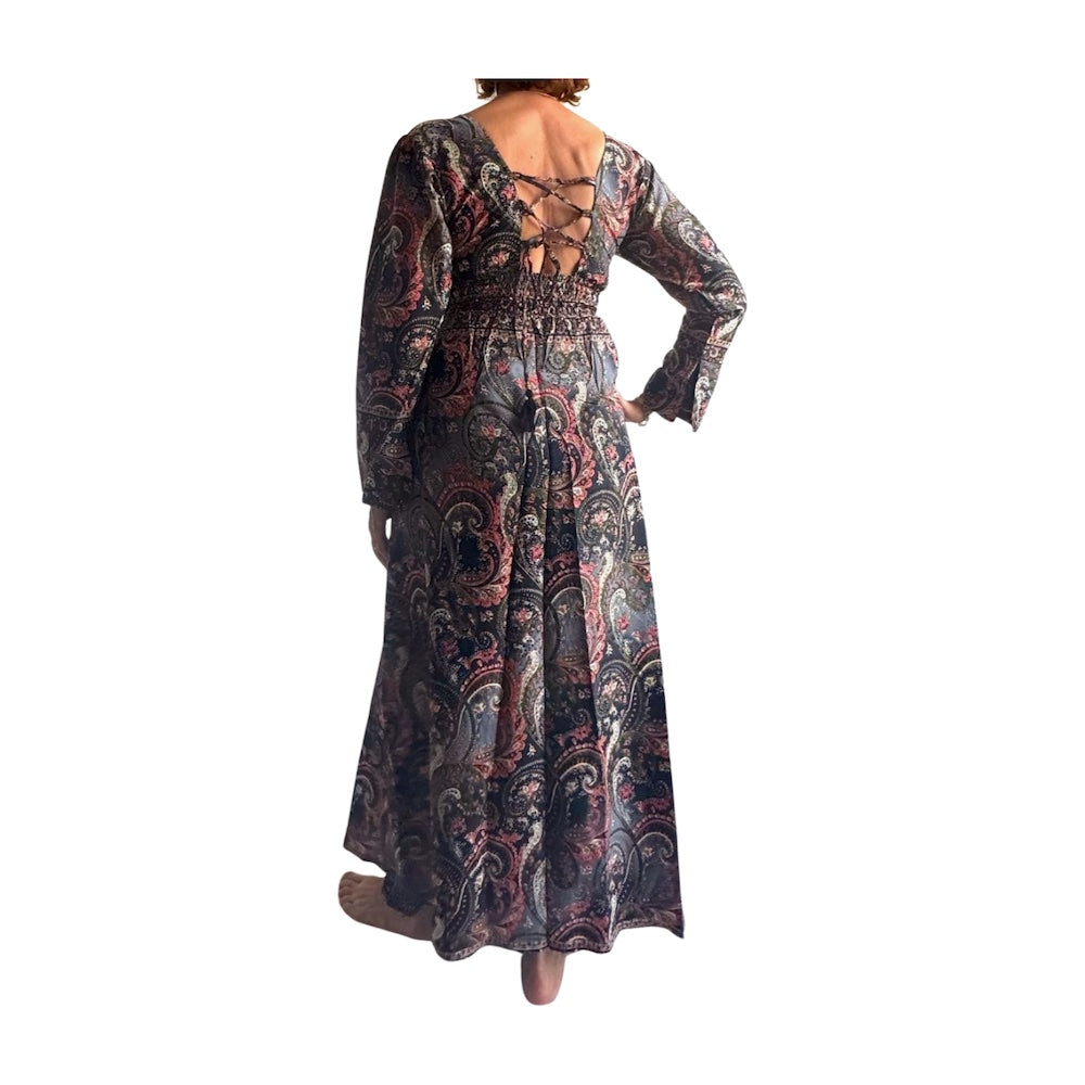 Vestido indio estampado de seda