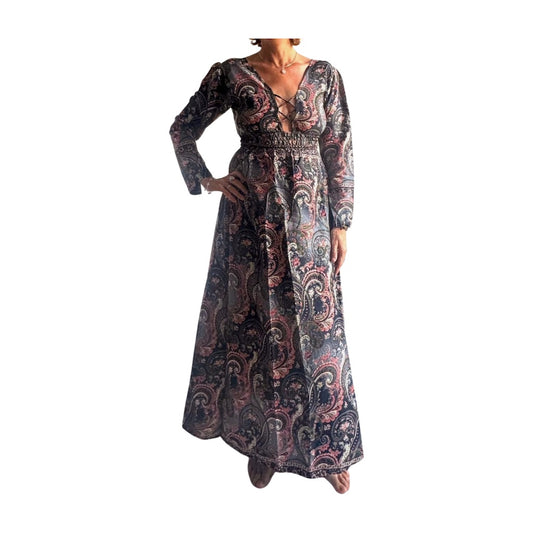 Vestido indio estampado de seda