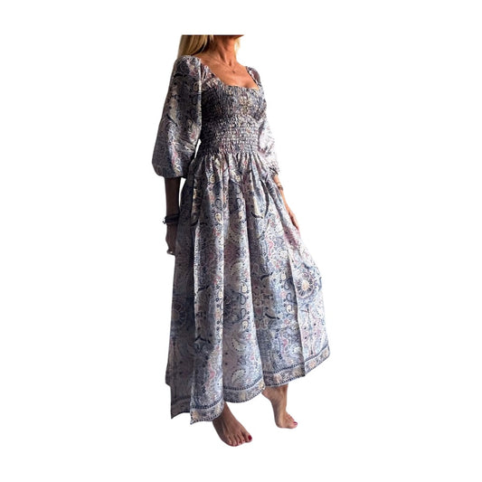 Vestido indio estampado de seda