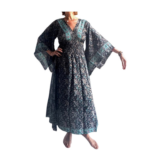 Vestido indio estampado de seda