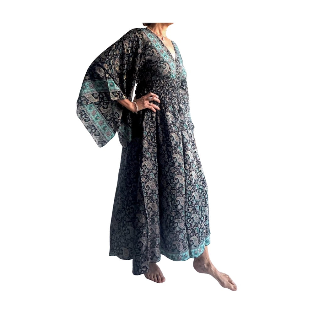 Vestido indio estampado de seda