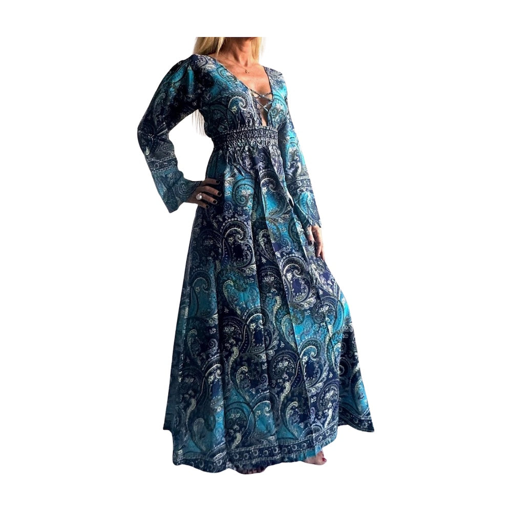 Vestido indio estampado de seda