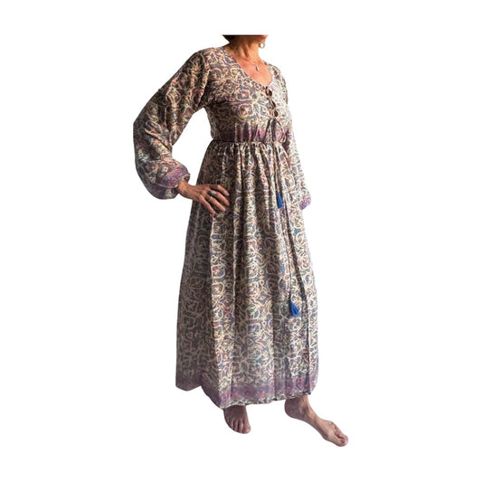 Vestido indio estampado de seda