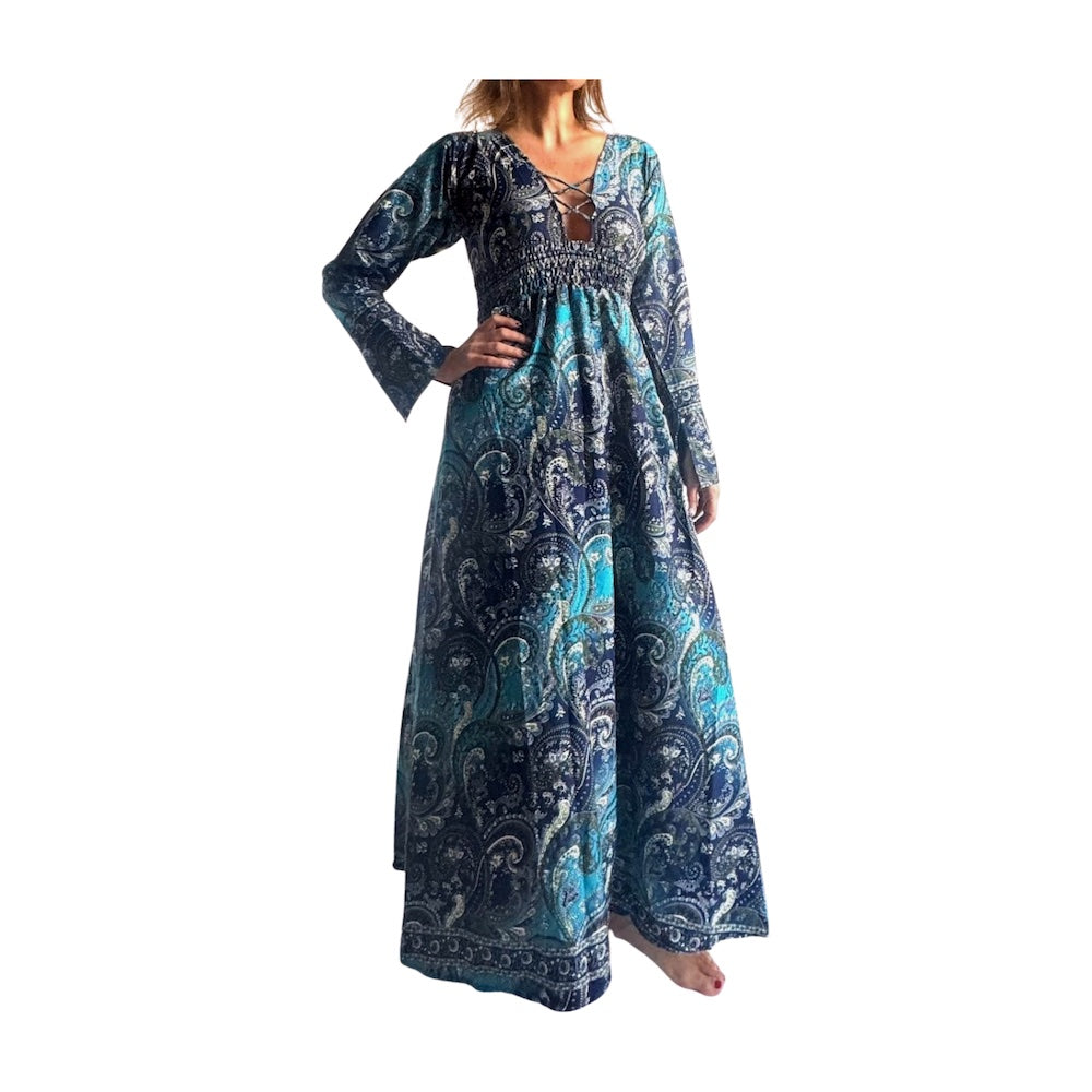 Vestido indio estampado de seda