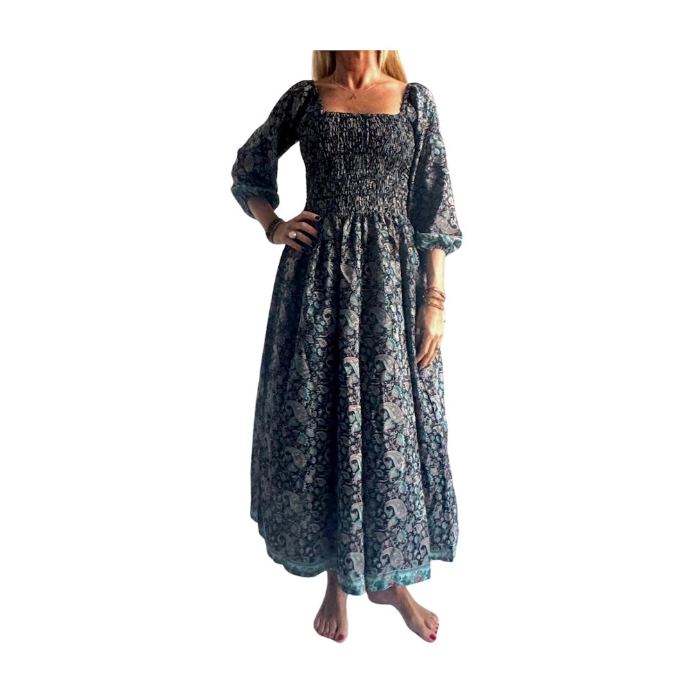 Vestido indio estampado de seda