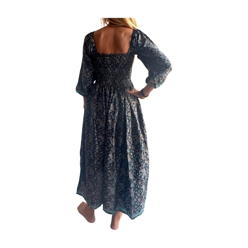 Vestido indio estampado de seda