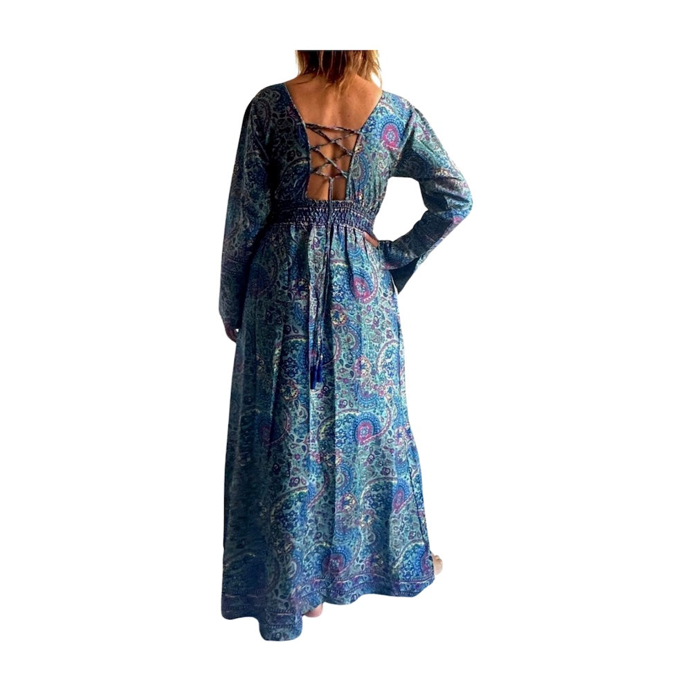 Vestido indio estampado de seda