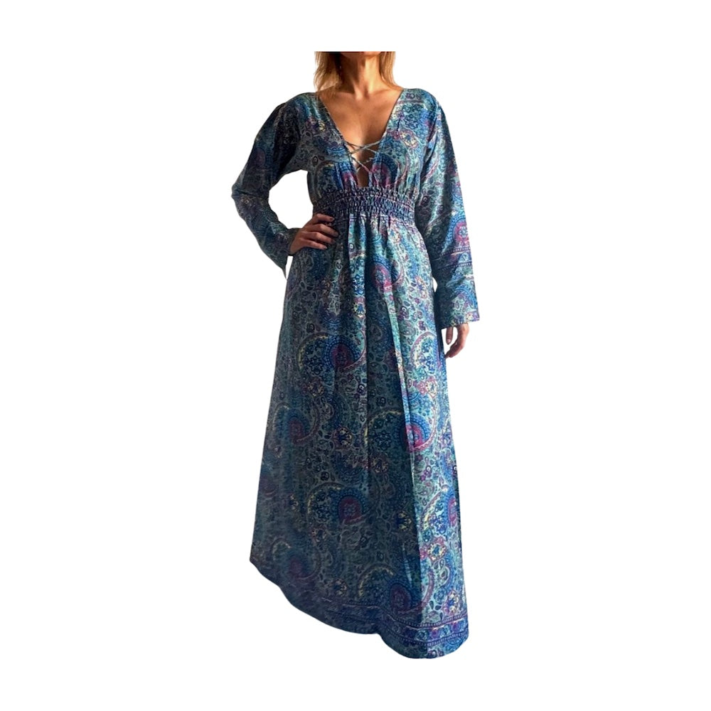 Vestido indio estampado de seda