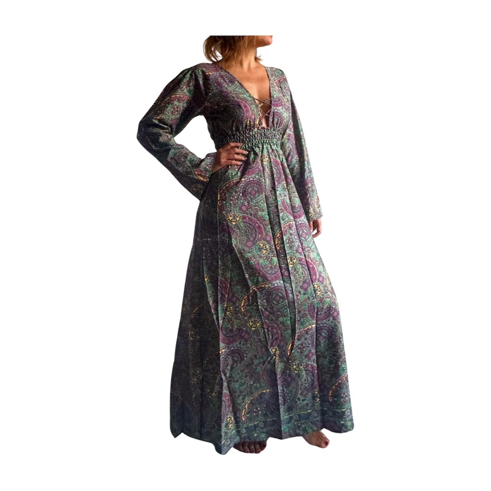 Vestido indio estampado de seda