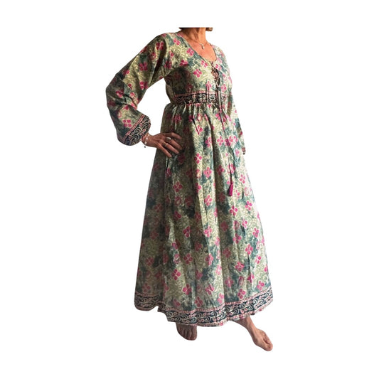 Vestido indio estampado de seda