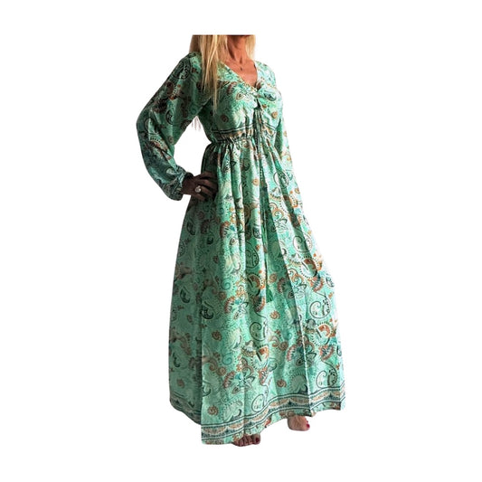 Vestido indio estampado de seda