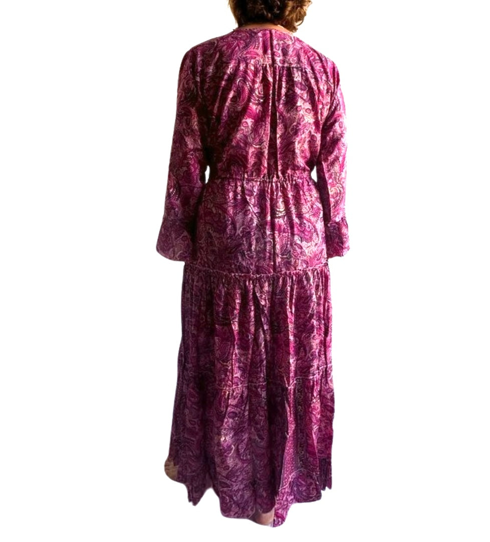 Vestido indio estampado de seda
