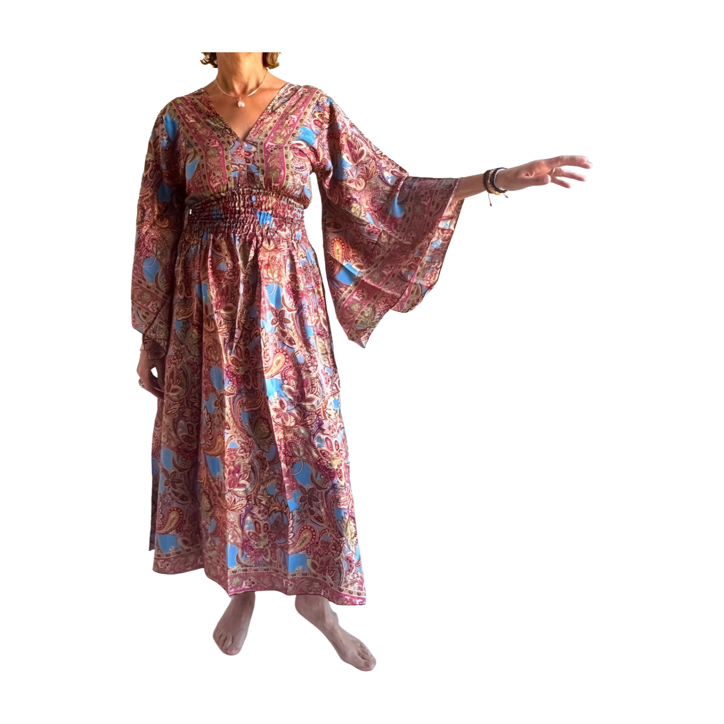 Vestido indio estampado de seda