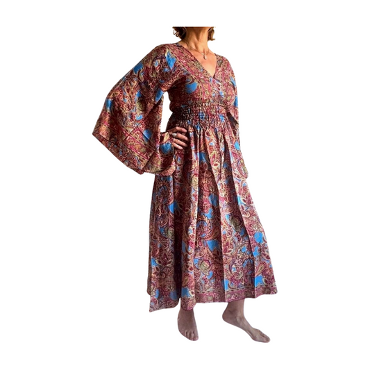 Vestido indio estampado de seda