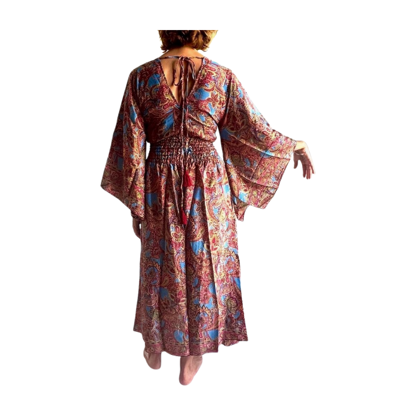 Vestido indio estampado de seda