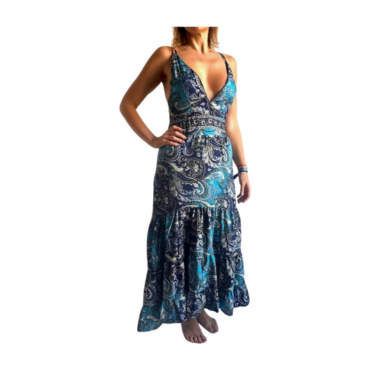 Vestido indio estampado de seda