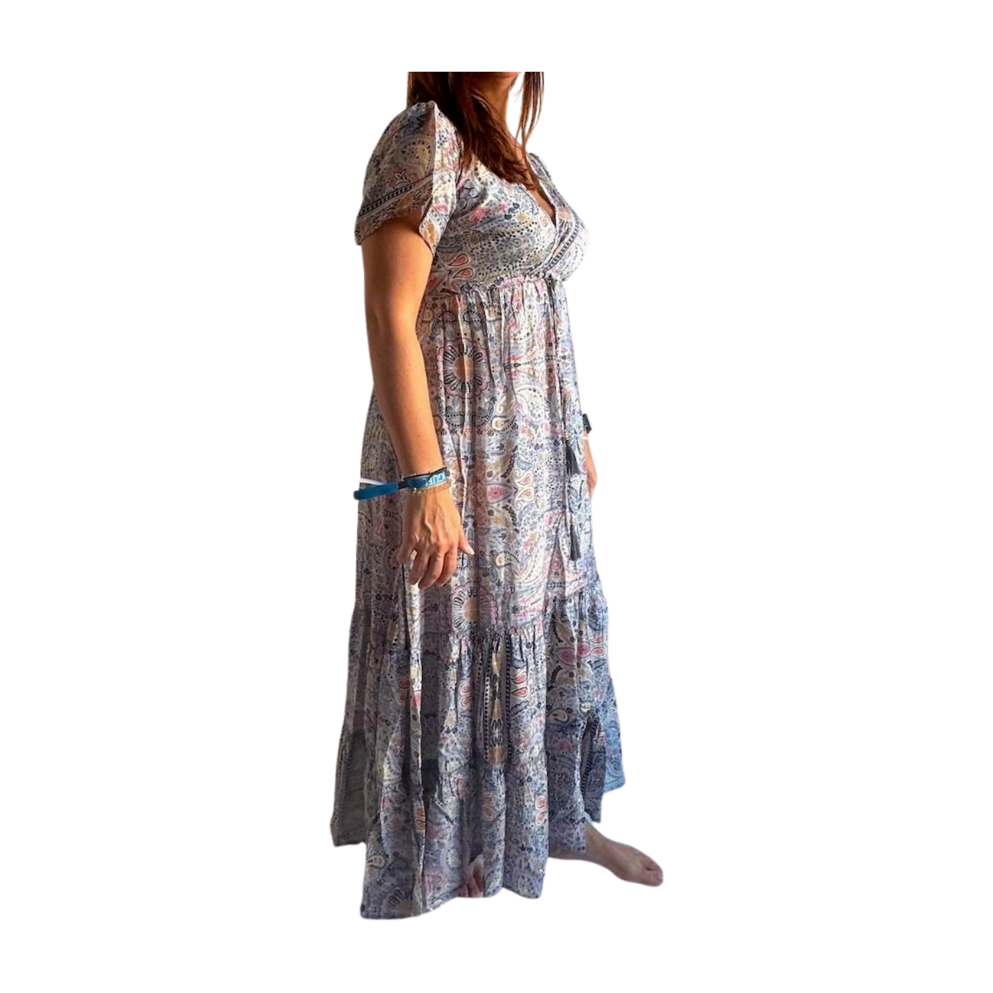 Vestido indio estampado de seda