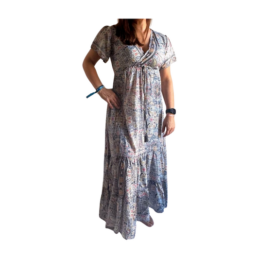 Vestido indio estampado de seda