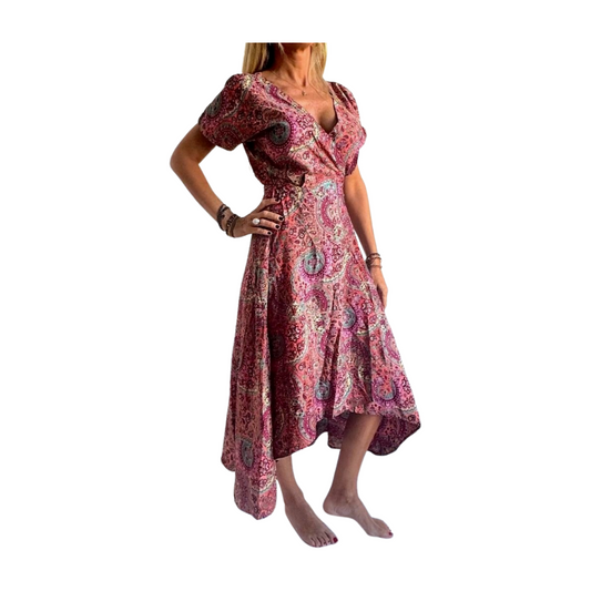 Vestido indio estampado de seda