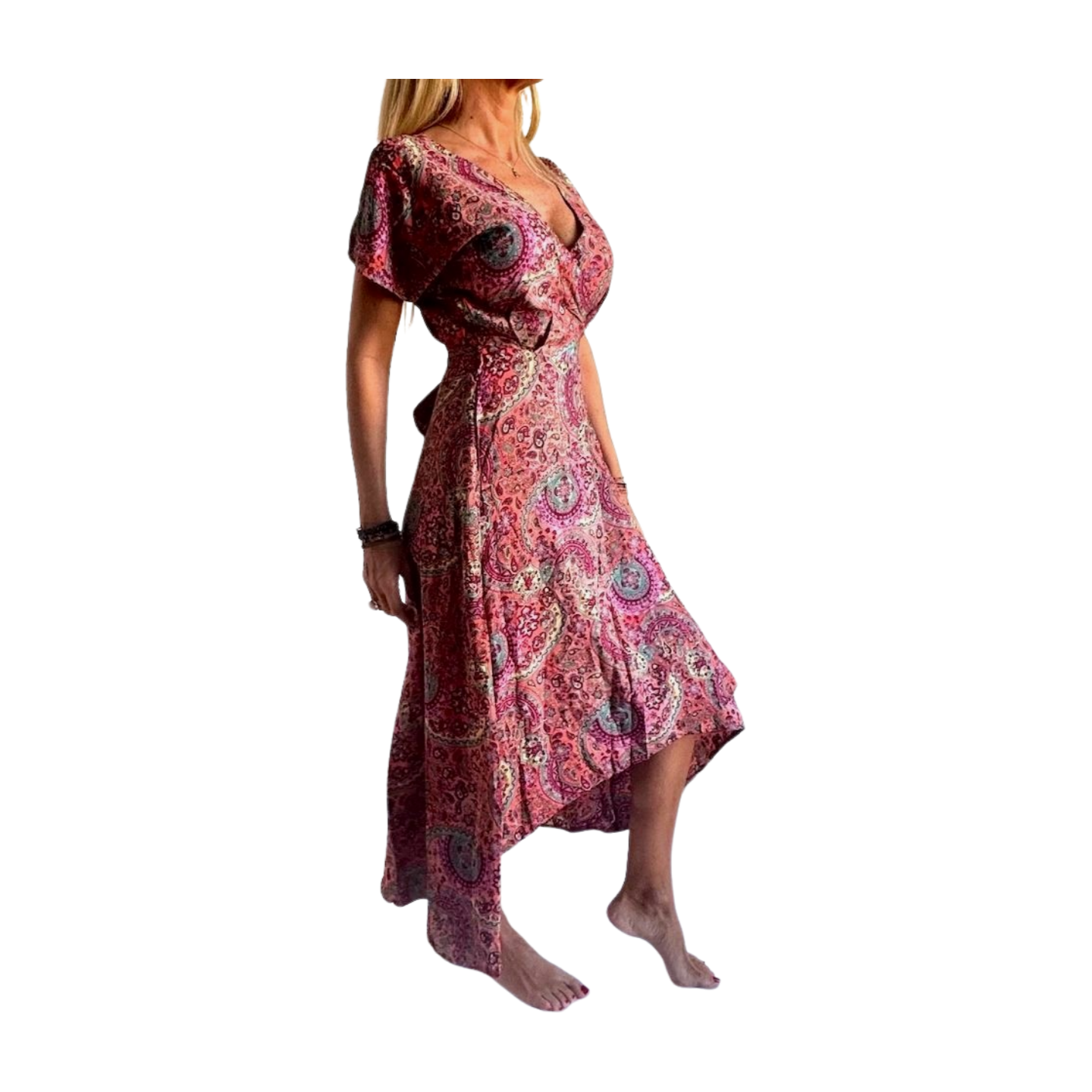 Vestido indio estampado de seda