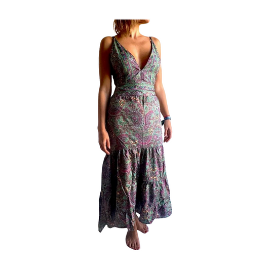 Vestido indio estampado de seda