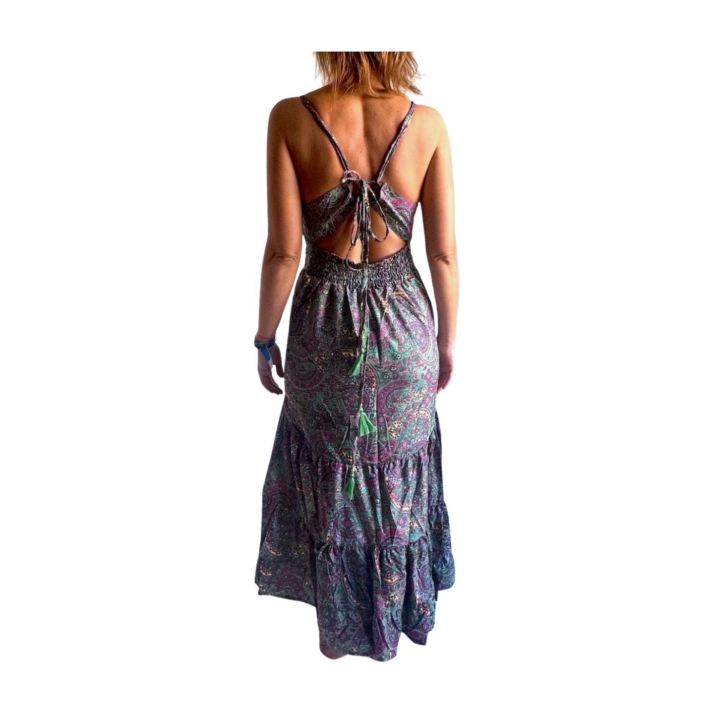 Vestido indio estampado de seda