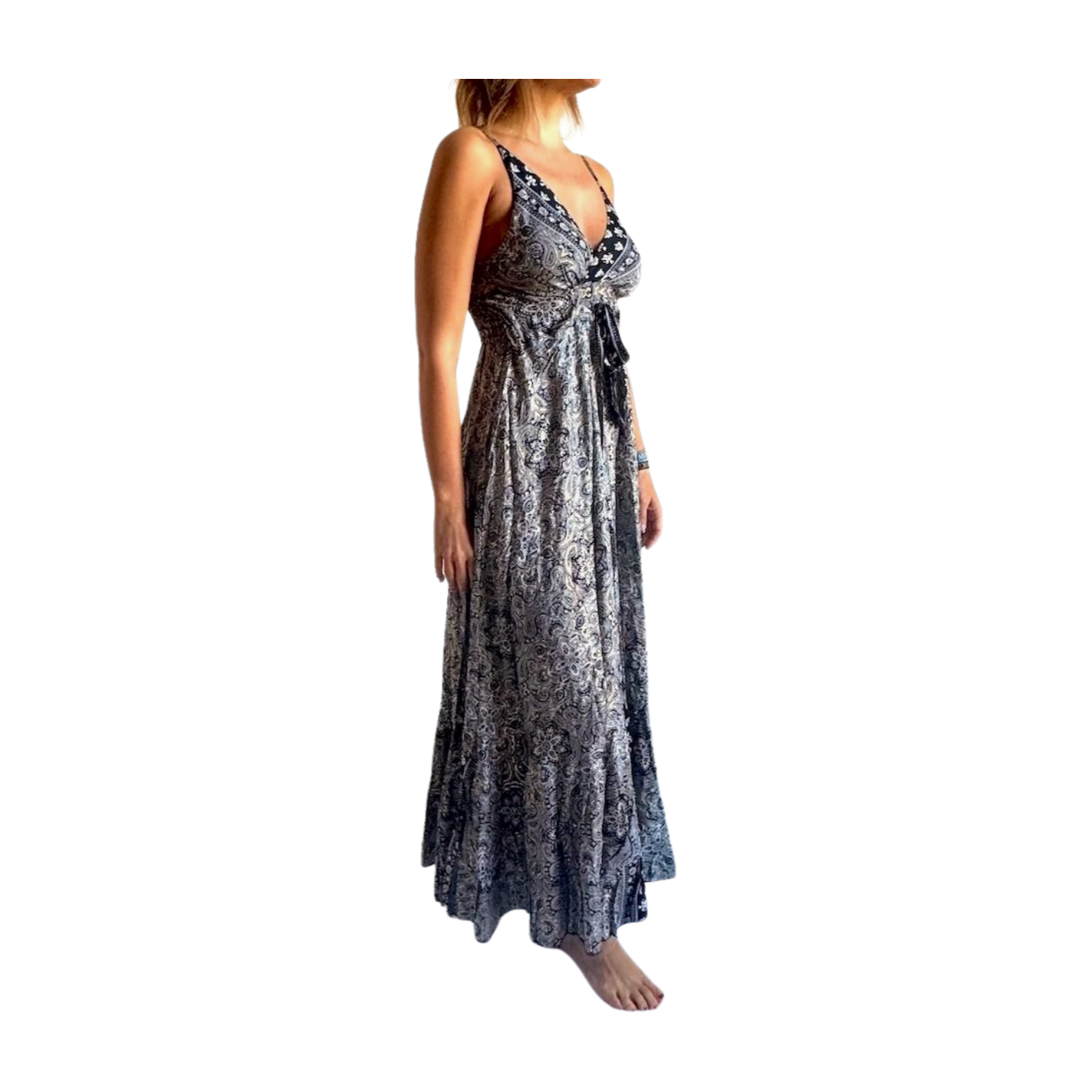 Vestido indio estampado de seda