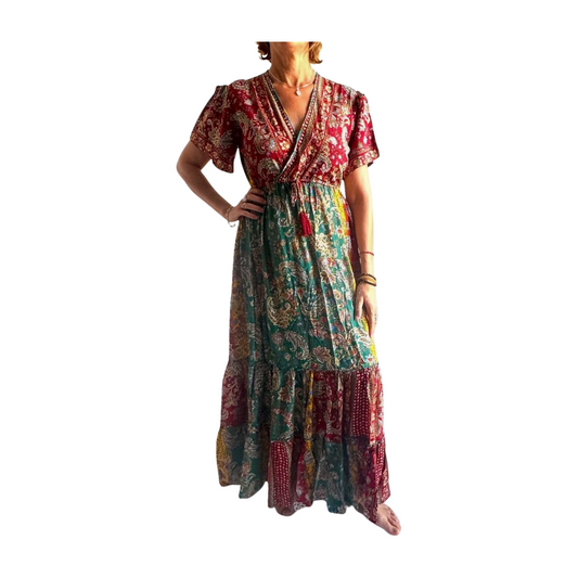 Vestido indio estampado de seda