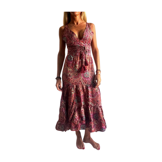 Vestido indio estampado de seda