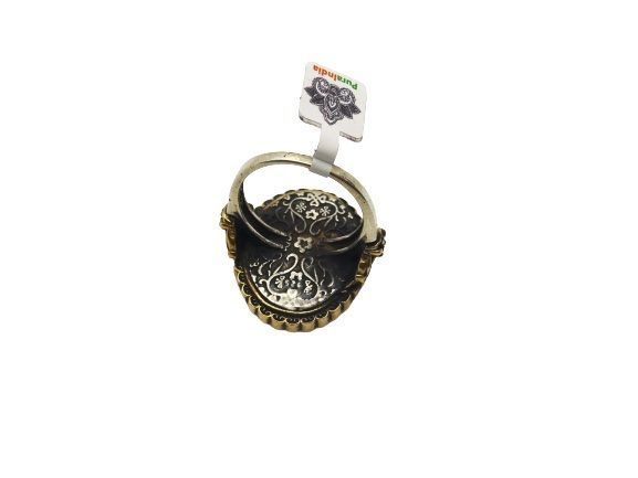 Anillo de plata bañada de la India con espejo